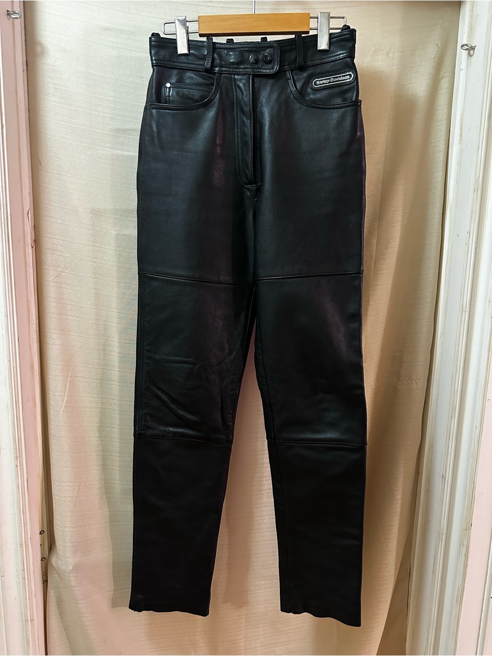 Vintage Harley Davidson Black Leather Motorcycle Riding Pants Biker 80s 90s